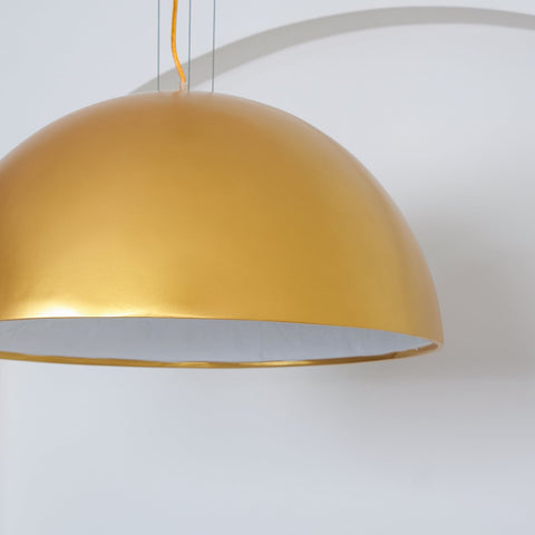 Pendant Light with Dome Shade and Sculpted Floral Interior