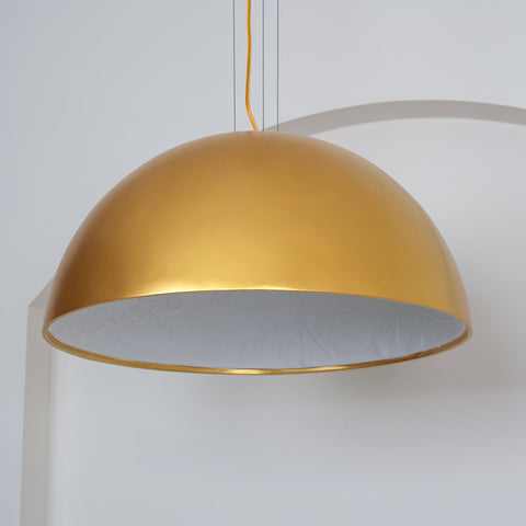 Pendant Light with Dome Shade and Sculpted Floral Interior