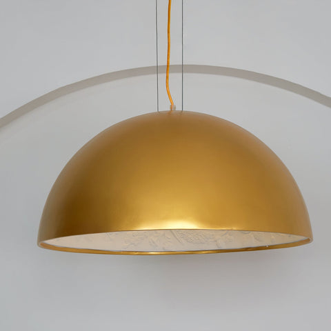 Pendant Light with Dome Shade and Sculpted Floral Interior