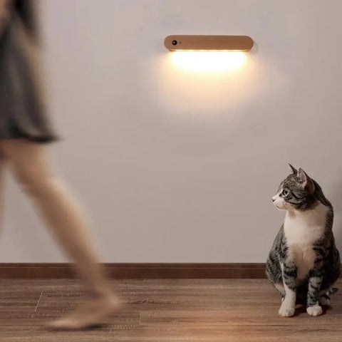 Magnetic Wood Key Holder with Rechargeable Motion Sensor LED Light