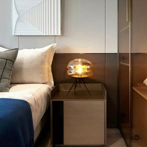 Glass Table Lamp with Tripod Base