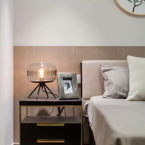 Glass Table Lamp with Tripod Base