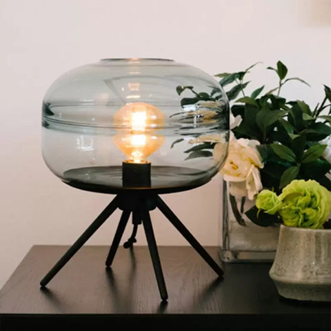 Glass Table Lamp with Tripod Base