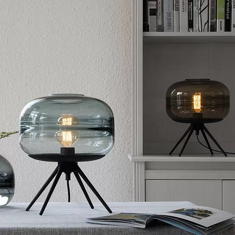 Glass Table Lamp with Tripod Base