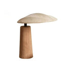 Mushroom-Shaped Wood Table Lamp with Fabric Shade — product view