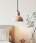 Travertine Pendant Light with Woven Texture