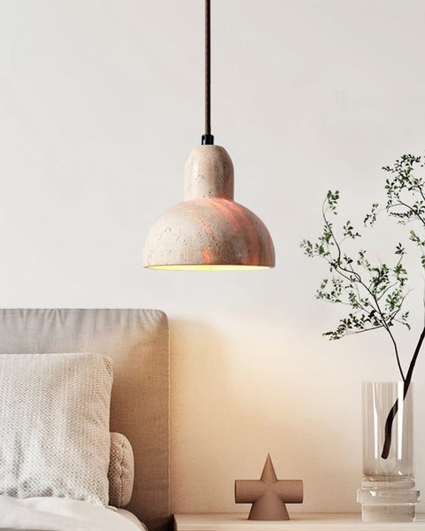 Travertine Pendant Light with Woven Texture