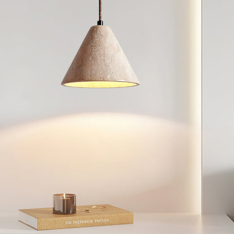 Travertine Pendant Light with Woven Texture
