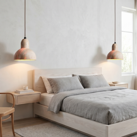Travertine Pendant Light with Woven Texture