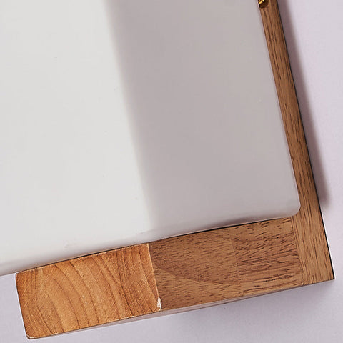 Wood and Glass Rectangular Wall Sconce with E27 Bulb Socket