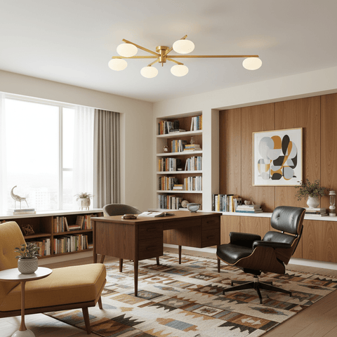 Jasper Low-Profile Ceiling Lamp with Opal Glass Globes
