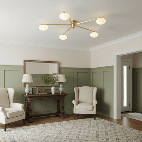 Jasper Low-Profile Ceiling Lamp with Opal Glass Globes