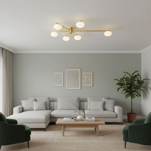 Jasper Low-Profile Ceiling Lamp with Opal Glass Globes