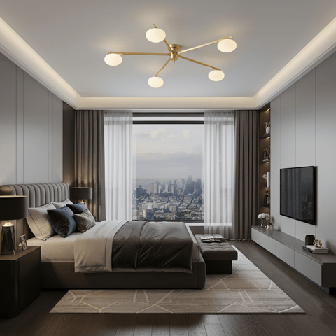 Jasper Low-Profile Ceiling Lamp with Opal Glass Globes