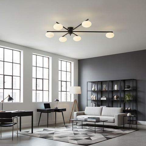 Jasper Low-Profile Ceiling Lamp with Opal Glass Globes