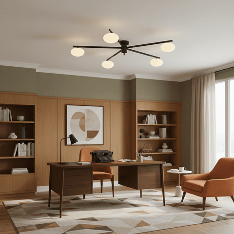 Jasper Low-Profile Ceiling Lamp with Opal Glass Globes