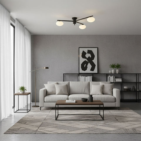 Jasper Low-Profile Ceiling Lamp with Opal Glass Globes