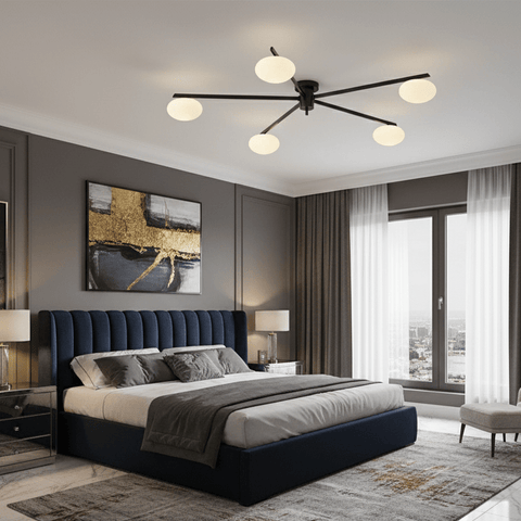 Jasper Low-Profile Ceiling Lamp with Opal Glass Globes