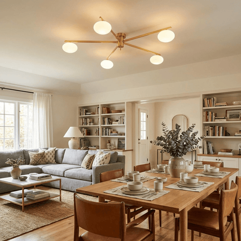 Jasper Low-Profile Ceiling Lamp with Opal Glass Globes