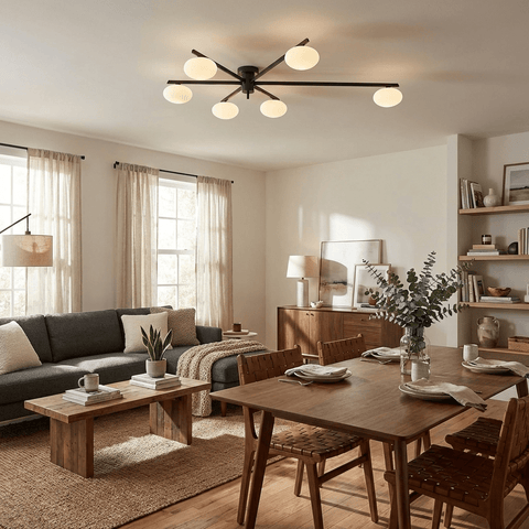 Jasper Low-Profile Ceiling Lamp with Opal Glass Globes