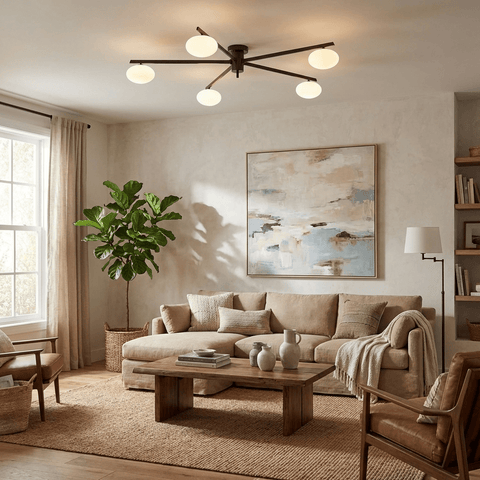 Jasper Low-Profile Ceiling Lamp with Opal Glass Globes