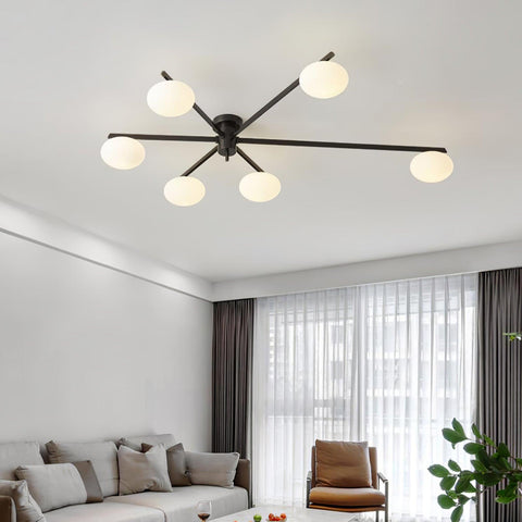 Jasper Low-Profile Ceiling Lamp with Opal Glass Globes
