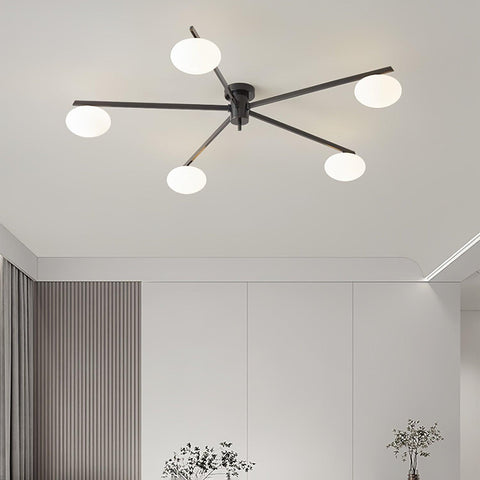 Jasper Low-Profile Ceiling Lamp with Opal Glass Globes