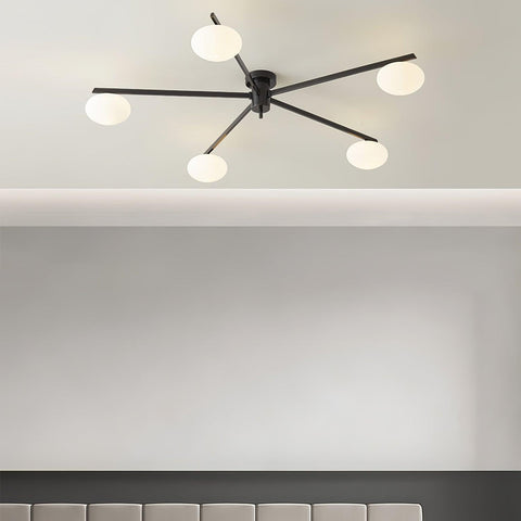 Jasper Low-Profile Ceiling Lamp with Opal Glass Globes