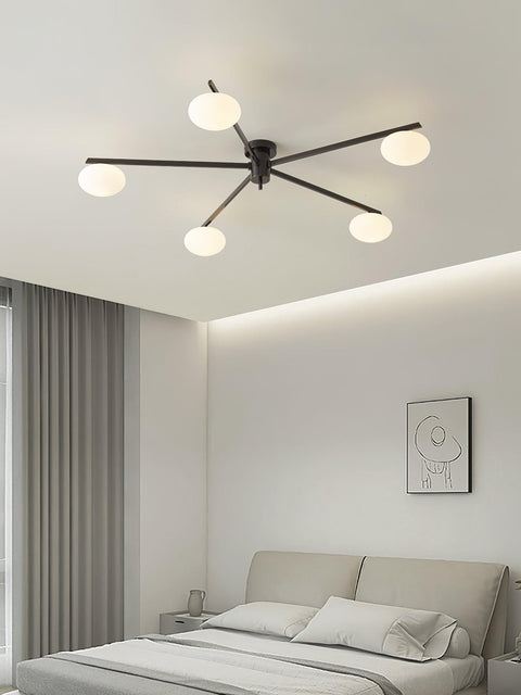 Jasper Low-Profile Ceiling Lamp with Opal Glass Globes