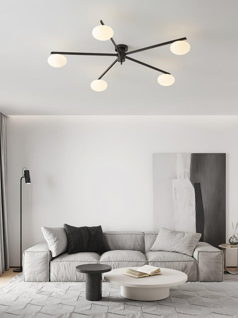 Jasper Low-Profile Ceiling Lamp with Opal Glass Globes
