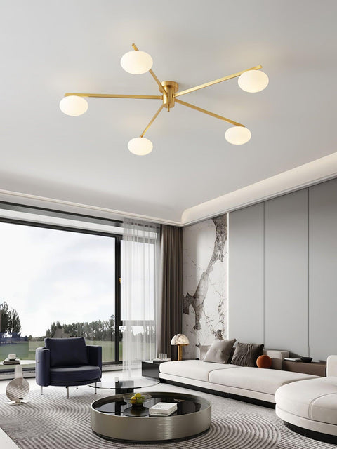 Jasper Low-Profile Ceiling Lamp with Opal Glass Globes