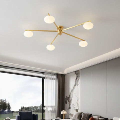 Jasper Low-Profile Ceiling Lamp with Opal Glass Globes