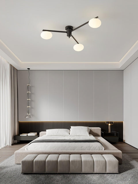 Jasper Low-Profile Ceiling Lamp with Opal Glass Globes