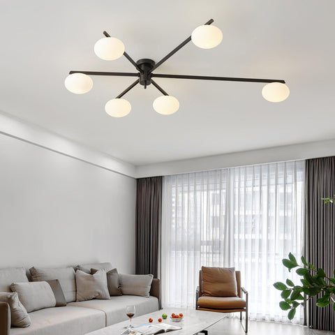 Jasper Low-Profile Ceiling Lamp with Opal Glass Globes