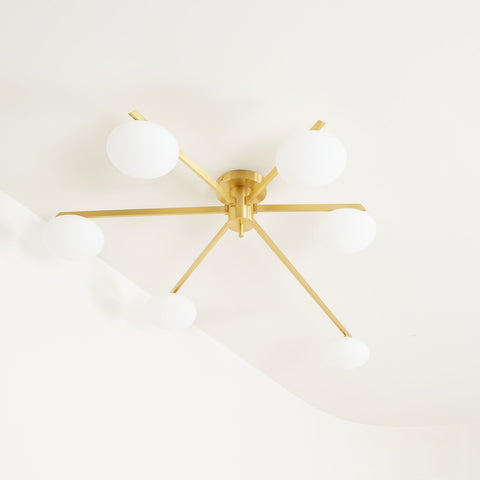 Jasper Low-Profile Ceiling Lamp with Opal Glass Globes