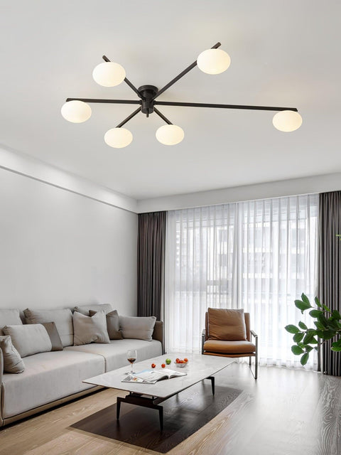 Jasper Low-Profile Ceiling Lamp with Opal Glass Globes