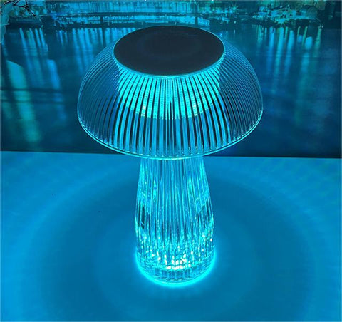 Rechargeable LED Table Lamp with Ribbed Acrylic Shade and Dimming