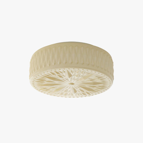 Ceiling Light with Textured Glass Drum Shade and Warm LED Light