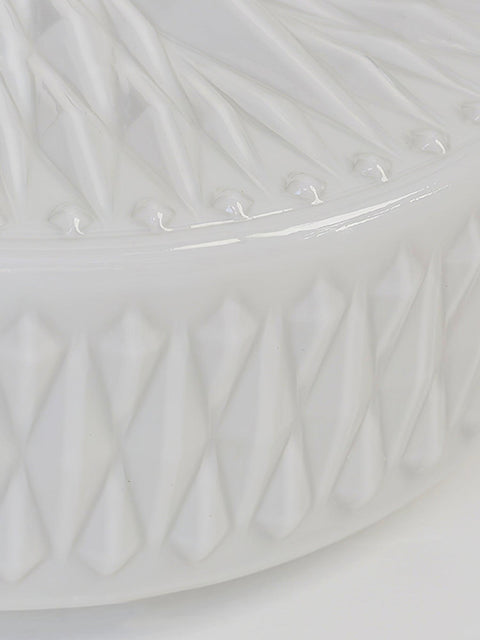 Ceiling Light with Textured Glass Drum Shade and Warm LED Light