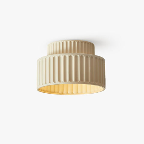 Ceiling Light with Tiered Resin Shade and Sculpted Grooves