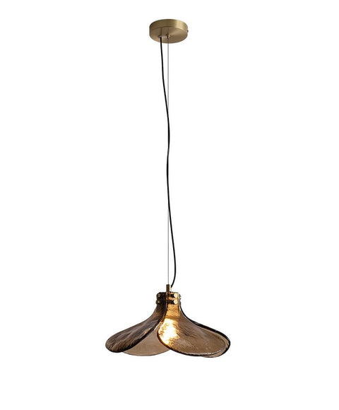 Amber Bloom Glass Pendant Light with Layered Petal Shade for Dining