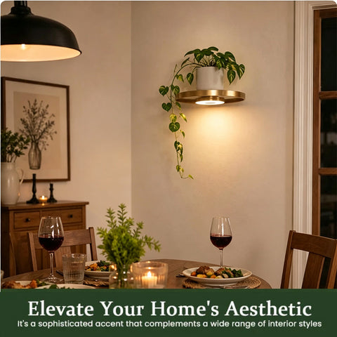 Floating LED Wall Shelf with Rechargeable Battery and Warm Ambient Lighting
