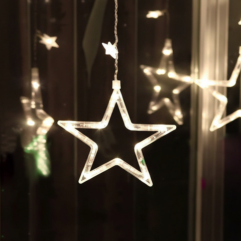 Star LED Curtain Lights with Button or Remote Control