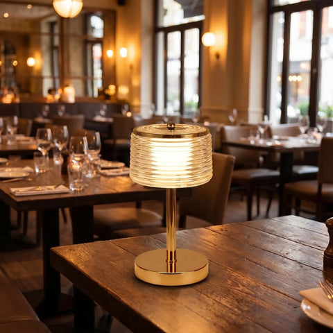 Table Lamp with Layered Ring Shade and Selectable Light Tones