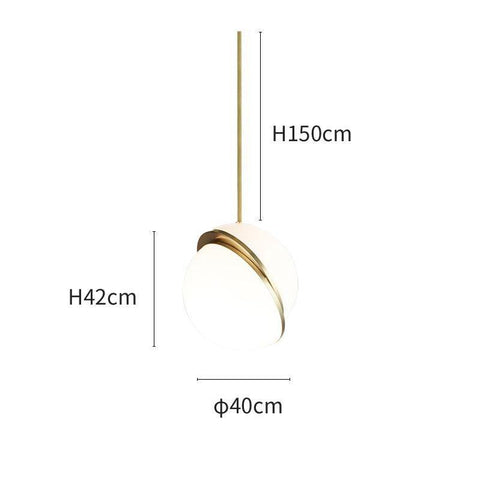 Pendant Light with Acrylic Globe and Curved Brass Crescent Detail