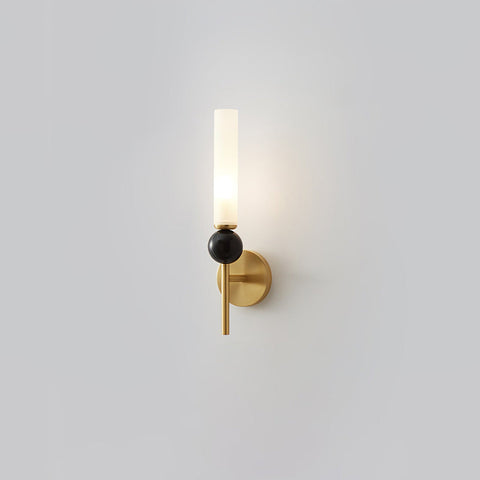 Brass Wall Sconce with Long Frosted Tube