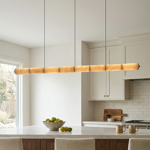 Linear Alabaster LED Chandelier Dining Room Light and Dimmable
