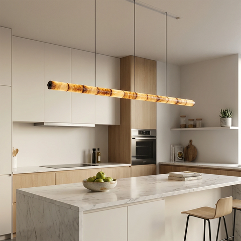 Linear Alabaster LED Chandelier Dining Room Light and Dimmable