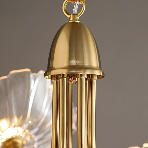 Glass Floral Chandelier with Sculpted Shades