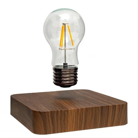Floating LED Bulb Lamp with Magnetic Wood Base